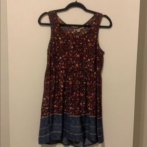 Ecote Fall Floral Mini Dress - Maroon/Blue